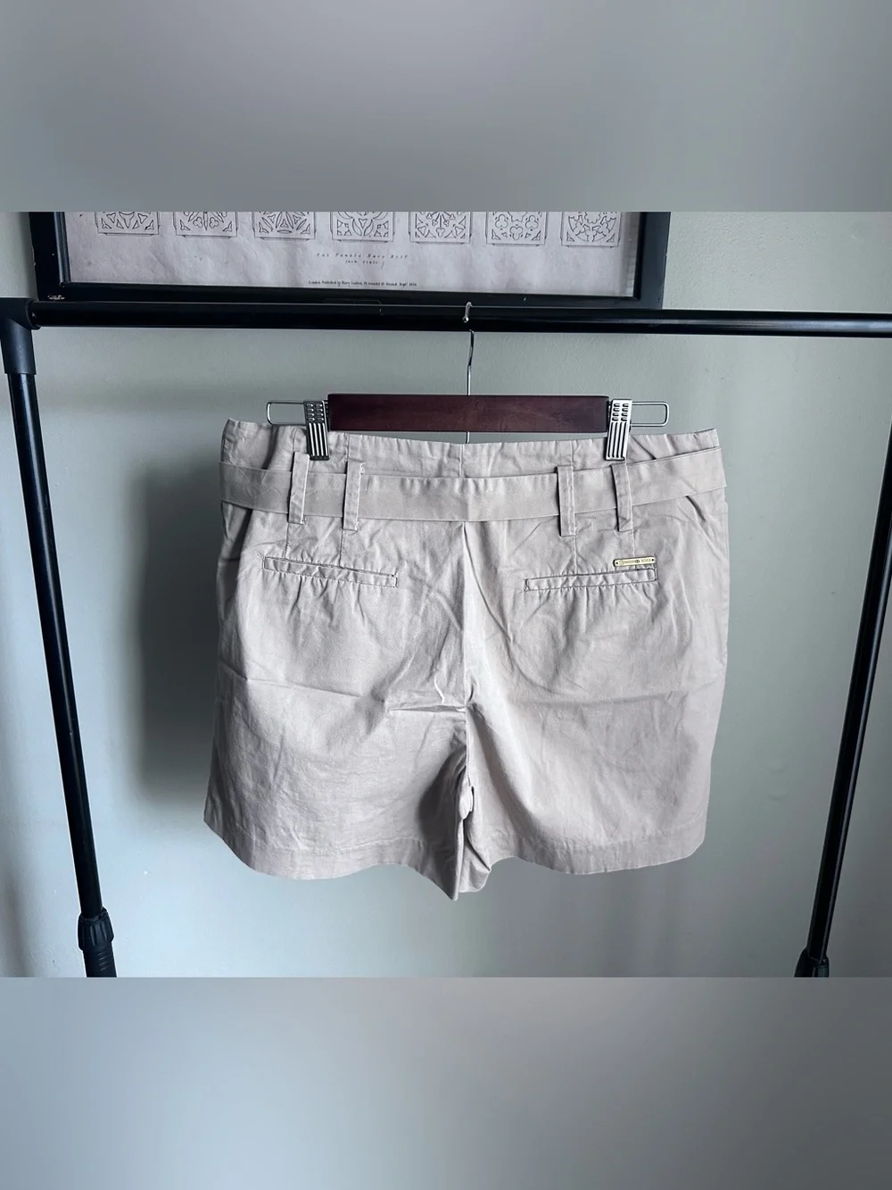 High-Waist Paperbag Tie Belt Shorts - Light Beige
